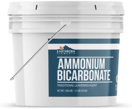Earthborn Elements Ammonium Bicarbonate Powder (1 Gallon), Baker’s Ammonia, Flat Baked Goods, Leavening Agent, Resealable Bucket