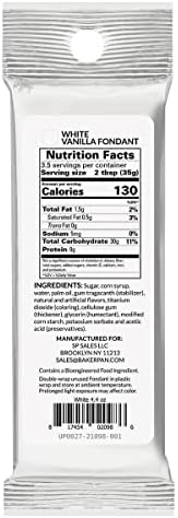 Bakerpan Premium Rolled White Fondant for Cake Decorating, Vanilla Flavor - 4.4 Ounces (Made in USA)
