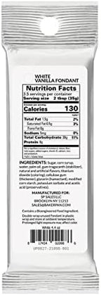 Bakerpan Premium Rolled White Fondant for Cake Decorating, Vanilla Flavor - 4.4 Ounces (Made in USA)