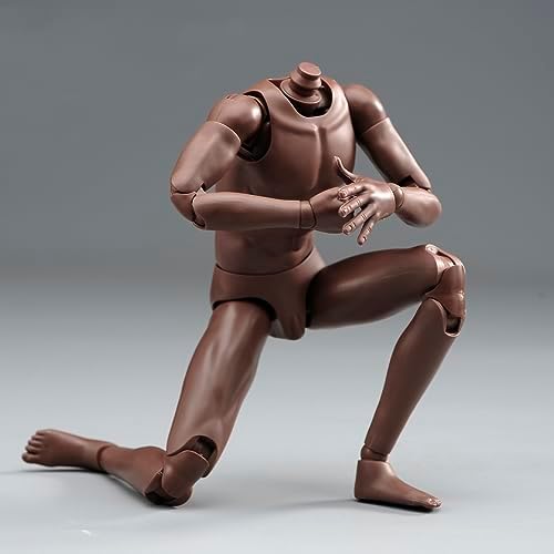 Fremego 1/6 Scale Male Body,12inch Joints Flexible Muscle Male Soldier Action Figure Body Artistic Human Body Miniature Figure Doll (Black Skin)