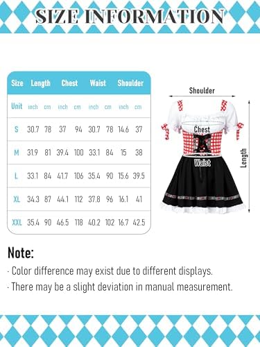 SOMSOC Women's Oktoberfest Costume German Bavarian Costume Outfit Dirndl Dress Bow Hair Ties for Oktoberfest Halloween Party