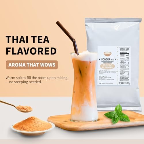 Soeos Thai Tea Flavored Powder, 2.2 lbs (1kg) – Instant Bubble Tea Mix with Creamer & Sugar, Easy to Prepare, Perfect for Boba Drinks & Desserts
