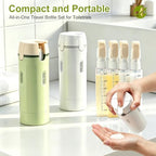 4 in 1 Travel Dispenser Bottle Leakproof Refillable Travel Bottles for Toiletries Portable Size Containers for Shampoo Lotion Cosmetics Travel Essentials for Women Men (White)
