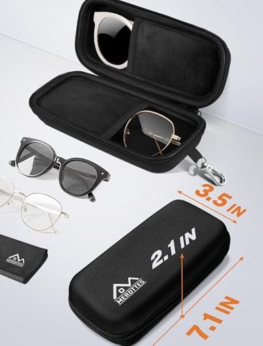Double Glasses Case Hard Shell, Dual Sunglasses Organizer w/ Zipper, Shockproof Travel Eyewear Storage Case for Car