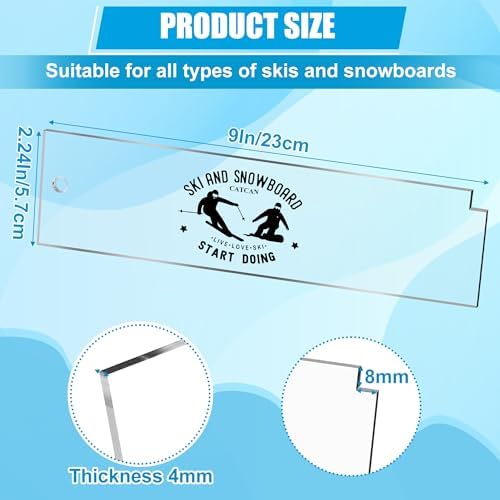 4Pcs Ski Wax Scraper Tool Snowboard 9 x 2.2In Acrylic Wax Scraper for Snowboard Scraper Sharpener with Right Notch and Smooth Edge (4mm Thick)