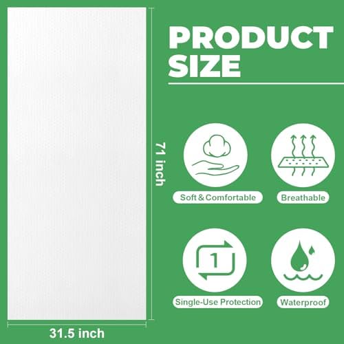 200Pcs Disposable Massage Table Sheets 31.5" x 71" Non-Woven Fabric massage table cover for Hygiene and Comfort in Tattoo,Spa Treatments, Breathable and Durable Sheets(White)