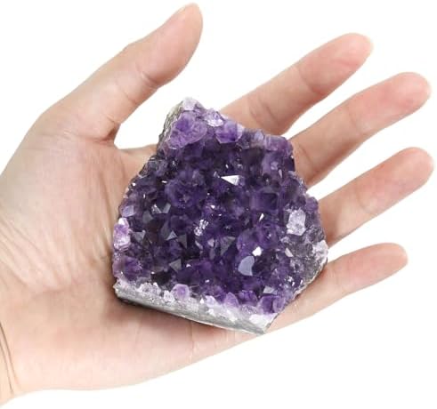 Natural Amethyst Crystal Stone, Meditation Aid, Energy Cleansing, Sleep & Stress Relief, Healing Crystals for Feng Shui Decor, Energy Healing Tool (0.5lb)