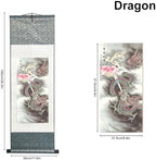 Chinese Brush Painting, Chinese Landscape Ink Painting, Chinese Flower and Bird Ink Painting, Asian Tapestry, Silk Scroll Painting, Decor Chinese Wall Hanging Painting 39*12"/100*30cm (Dragon)