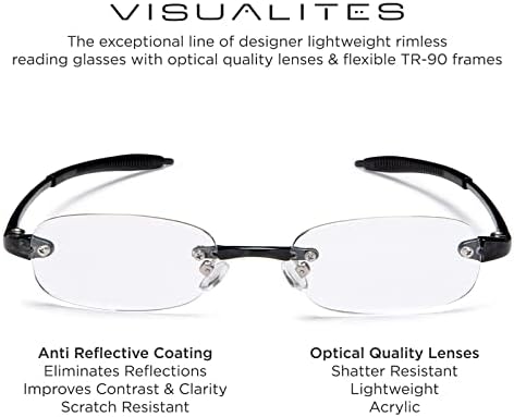Visualites Lightweight Oval Rimless Reading Glasses for Men and Women - Model - VIS 5