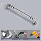 12 Inch Shower Grab Bar 1.25" Dia,Brushed Nickel Anti Slip Bathroom Grab Bar, 304 Stainless Steel Knurled Handicap Grab Bars, Safety Support Handrail,Bath Shower Handle for Elderly Injury Senior