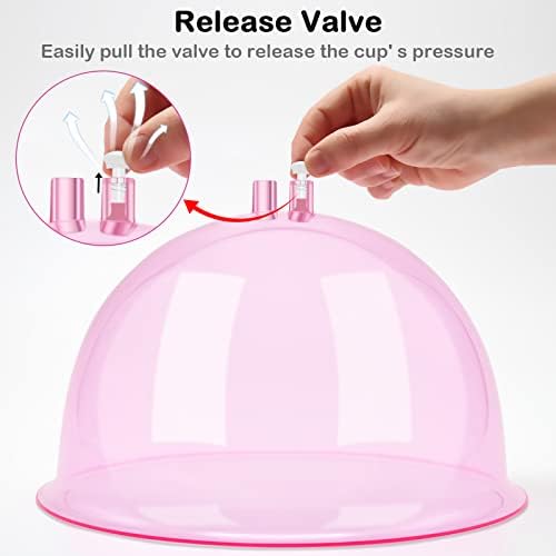 weiwei Buttock Vacuum Therapy Cups L Butt Shape Suction Cups 180ml Vacuum Cupping Machine Accessories with Y Type Hose for Buttock Lift,Body Massage (Pink-1 Pair)