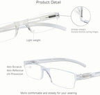 VisionGlobal 5 Pairs Reading Glasses, Blue Light Blocking Glasses, Computer Reading Glasses for Women and Men, Fashion Square Eyewear Frame (Clear,+2.25 Magnification)