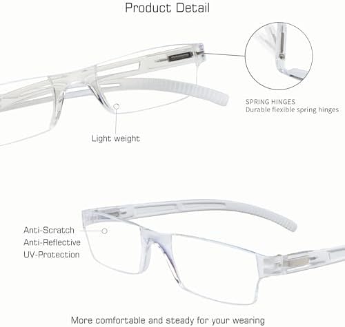 VisionGlobal 8 Pairs Reading Glasses, Blue Light Blocking Glasses, Computer Reading Glasses for Women and Men, Fashion Square Eyewear Frame (4clear+4purple,+2.00 Magnification)