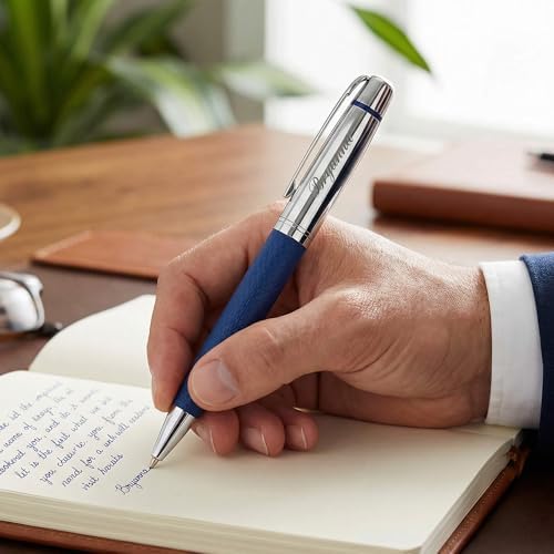 Yastar Custom Gift Ballpoint Pen with Custom Keychain - Gift Box Luxury Pen with PU Leather, Engraving your Message, Name. Gift Set for Men & Women