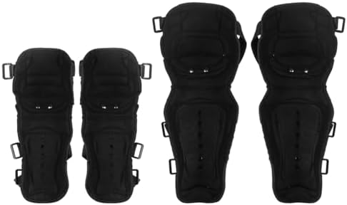 GES Knee Pads Motorcycle - 4Pcs Adults Alloy Steel Motorcycle ATV Motocross Elbow Shin Guards Protector Motocross Racing/Adult Knee (Long)