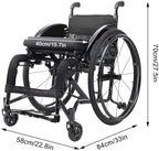 Folding Sports Wheelchair, Lightweight Wheelchair for Adults, Adjustable Footrest and Seat Height,Self-propelled Manual Chair with Anti-Tipper, All Terrain Wheelchair (Black)