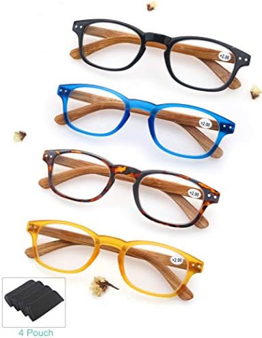 MODFANS Reading Glasses 2.25 Fashion Wood-Look Readers Spring Hinges Stylish Men Women