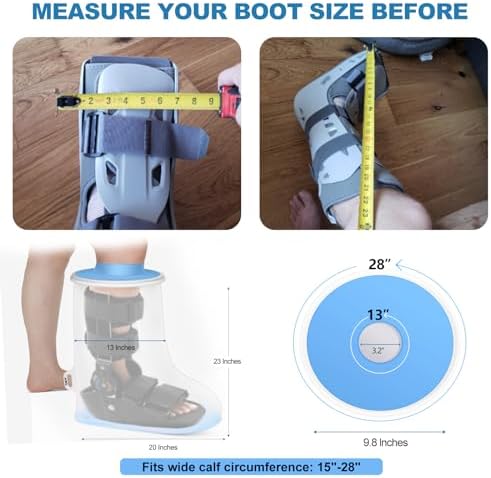 YUNCHI Waterproof Extra Wide Leg Cast Cover for Shower Adult After Surgery with Non-Slip Bottom, Extra Large Watertight Foot Cast Protector for Plus Size Adults Large Casts Surgery Shower Boots
