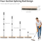 Stainless Steel Wire Scrub Brush with Long Handle, Moss Remover Wire Broom for Deck, Rough Surface, Concrete Floor, Patio, Garden, Garage (Silvery)