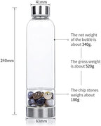 Crystal Water Bottle Reusable Water Bottle Natural Elixir Quartz Crystal Healing Point Crystal Reiki Energy Elixir Gemstone Infused Water Bottle