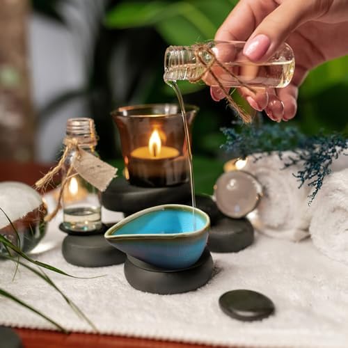 KALLORY Essential Oil Mixing Dish, Ceramic Facial Mask Mixing Bowl Aroma Oil Holder Small Spa Dishes for Salon