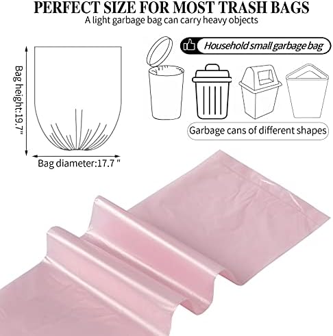 5 Rolls Small Trash Bags - 100 Counts Durable 4 Gallon Small Garbage Bags for home office kitchen Bathroom Bedroom Trash Can liners（Pink）