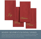 Elrene Home Fashions Holiday Sentiments Seasonal Sayings Cloth Dinner Napkins, Set of 4, 17 Inches by 17 Inches, Red