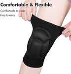 Protective Knee Pads, Thick Sponge Anti-slip,Women's/Men's Knee Pads for Volleyball, Rock Climbing, Cycling, Dancing, Gardening, Gardening, Flooring, House Cleaning, Construction Work with Thick EVA Foam Liner Black S