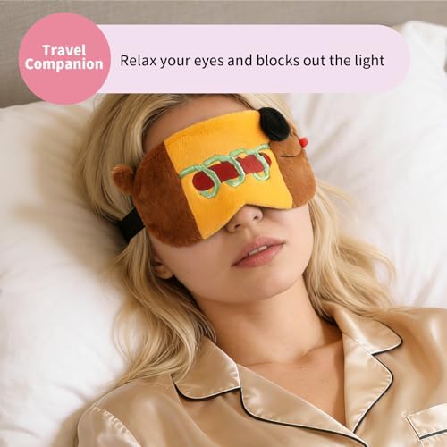 PERFECTSIGHT Sleep Eye Masks, Cute Sleep Eye Cover Lightweight Adjustable Eyeshade Mask Cover for Women Men Sleep Travel Nap, Hotdog Dachshund