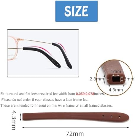 OPUGIT Eyeglass Temple End Tips Anti-Slip Replacement Temple Tube Sleeve Glasses Retainers for Thin Eyeglass 8 Pairs