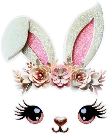2 Pack Rabbit Cake Topper Easter Cake Topper Bunny Cake Topper Easter Party Cake Topper Decorations (Style 3)