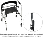Rear Glide Walker Brakes Fit 1” Folding Walker Tube Replacement - Back Safety Wheel Stability Mobility Aid for Elderly Disabled, 1 Pair