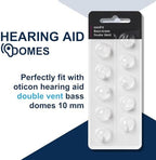 Hearing Aid Domes for Oticon Replacements, Oticon Minifit Double Vent Bass Domes (10 mm/3 Packs）, Universal Domes for Oticon Hearing Aid Supplies.