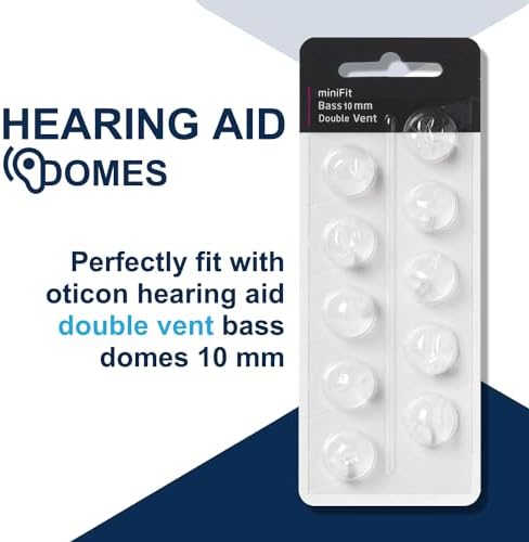 Hearing Aid Domes for Oticon Replacements, Oticon Minifit Double Vent Bass Domes (10 mm/3 Packs）, Universal Domes for Oticon Hearing Aid Supplies.