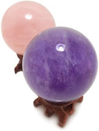 Polar Jade Natraul Crystal Balls, Rose Quartz and Amethyst Power Stone Spheres with Standa for Crystal Healing, Meditation, Feng Shui, Scrying, Decor, Hand-Made