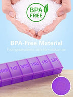 Large Pill Organizer Weekly, Barhon Vitamin Case Box Large Capacity Compartments, 7 Day Pill Containers for Medicine Supplements Fish Oil