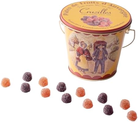 Pâtes de Fruits d’Auvergne Imported Assorted French Fruit Jelly Candies in Metal Tin (Assorted, 8.8oz)