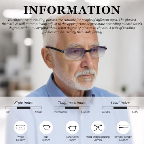 2 Pcs Auto Focus Glasses Presbyopia Glasses Intelligent Zoom Reading Glasses Anti-Blue Light Eye Protection Optics Glasses For Women & Men
