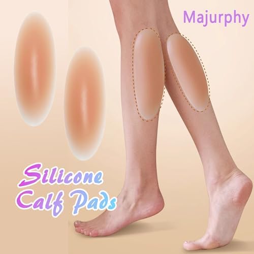 Majurphy Silicone Adhesive Calf Pads, Calf Corrector,Soft Invisible Shaping Calf Straight Leg Patches for Crooked or Thin Skinny Legs 1 Pair, Orange, Medium