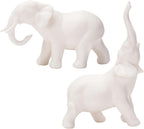 PRETYZOOM Porcelain Elephant Figurines Set, 2 Pcs White Ceramic Miniature Elephant Models, Realistic Desktop Animals Crafts for Home Décor and Garden DIY Terrarium Ornament