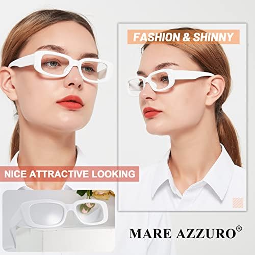 MARE AZZURO Stylish Reading Glasses Women Unique Readers 0 100 125 150 175 200 225 250 275 300 350 400 500 600 (White, 1.50)