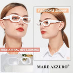 MARE AZZURO Stylish Reading Glasses Women Unique Readers 0 100 125 150 175 200 225 250 275 300 350 400 500 600 (White, 1.50)