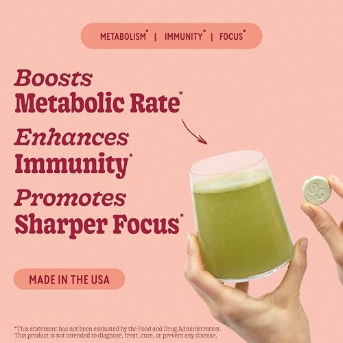 8Greens Supergreens Tablets | Super Greens Powder Superfood Tablet, Metabolism Immunity & Focus, Daily Greens Effervescent Tablets, Organic: Aloe Vera, Spirulina, Chlorella, Peach, 10 Servings