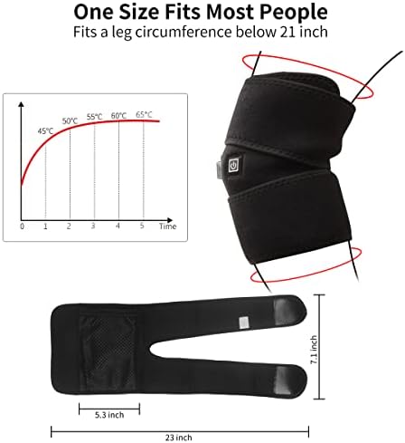 Heated Knee Brace Wrap Support, Knee Heating Pad with 3 Adjustable Temperature, Knee Warmer for The Elderly in Cold Weather, Heat Therapy for Knee Pain Relief, Knee Joint Pain, Arthritis(1PCS)