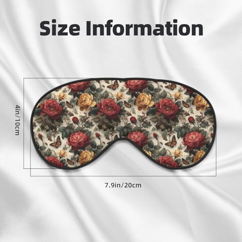 Roses and Butterflies Print Double Side Sleep Eye Mask, Adjustable Night Eye Cover for Women Men