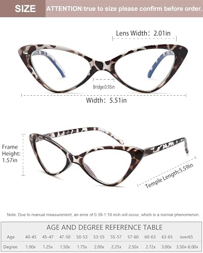 EYEURL 4-Pack Reading Glasses for Women, Fashion Cat Eye Blue Light Blocking Readers with Spring Hinges,1.50 Anti-Glare/UV Rays