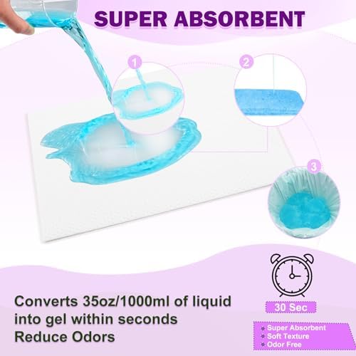 Commode Liners with Absorbent Pads, 100 Count Lavender Scented Bags and 100 Commode Pads, Leak-Proof & Extra Thick, Disposable, Universal Fit for Bedside Commode, Portable Toilet Chair