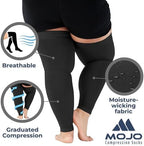 Mojo Compression Socks - 20-30mmHg Graduated Support Thigh-Hi Leg Sleeves with Grip Top - Reduces Swelling, Ideal for Varicose Veins, Lymphedema, DVT Treatment - 1 Pair
