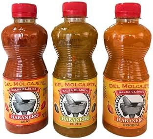 Del-Molcajete's Habanero Salsa Variety |Verde| Original| Rojo|, 9.1oz (3 Pack)
