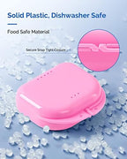 JMU Retainer Case, Orthodontic Retainer Case with Vent Holes, Mouth Guard Dental Storage Container, Pink